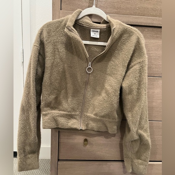 Gymshark Jackets & Blazers - Gymshark (Whitney Simmons collab) Tan Fleece Zip-Up Jacket